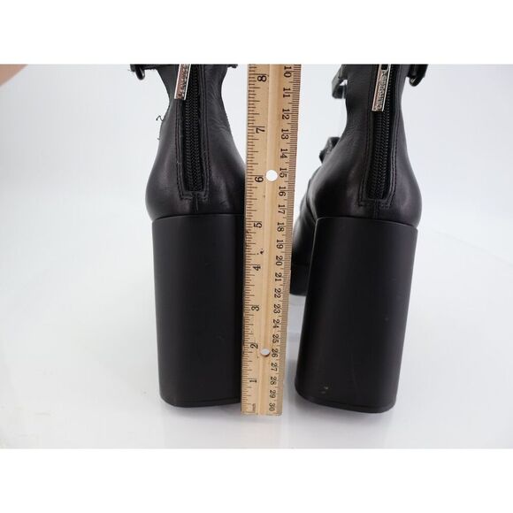 Larroude Alexa Gladiator Platform Heels Platform Pump Size 10 Black Leather Boho - Picture 6 of 14